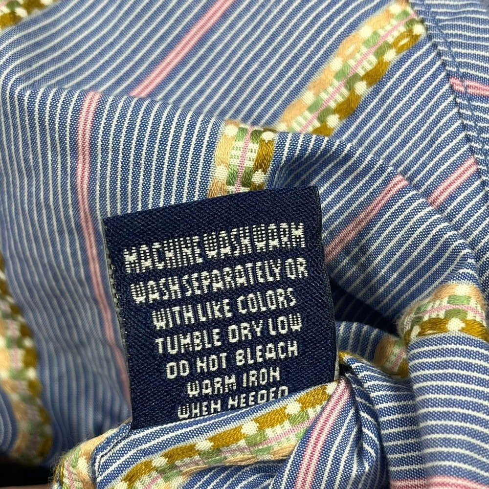 Robert Graham Button Front Shirt Mens Large Blue Striped Floral Embroidered L - Picture 11 of 12